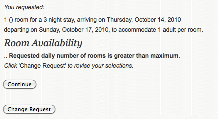 Lack of availability at the Gladstone Hotel